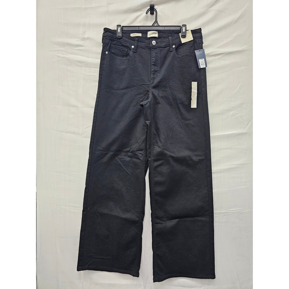 Universal Thread Womens Wide Leg High Rise Jeans Black Cotton Blend Size 17 Long